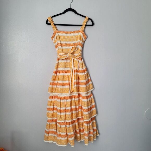 ZIMMERMANN JUDE TIERED LACE DRESS SZ Small Orange - Picture 9 of 16